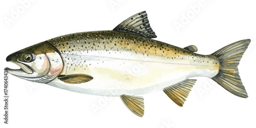 Watercolor Illustration of Wild Alaskan Pollock Fish