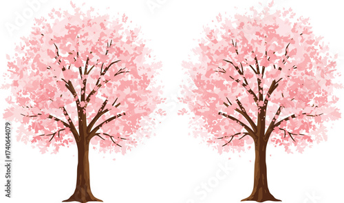 Cherry blossom trees, spring season background, pink flowers in bloom, nature landscape, floral design, Japanese sakura, seasonal beauty, romantic nery
