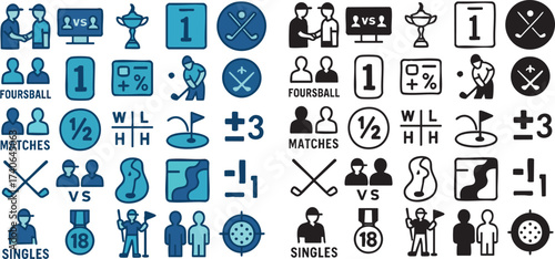 Golf Icons and Symbols for Sports and Recreation.