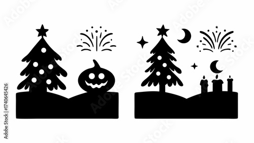 set of christmas icons