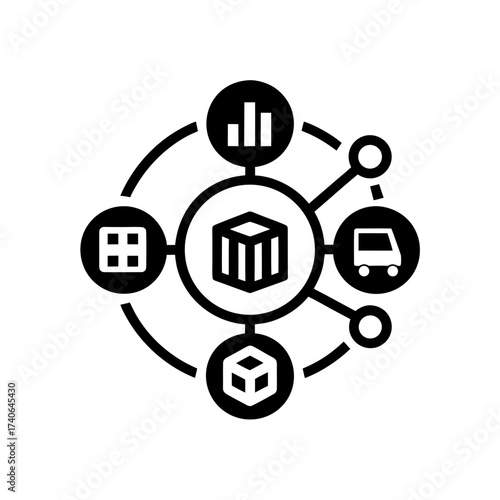 analytics connecting in logistics icon