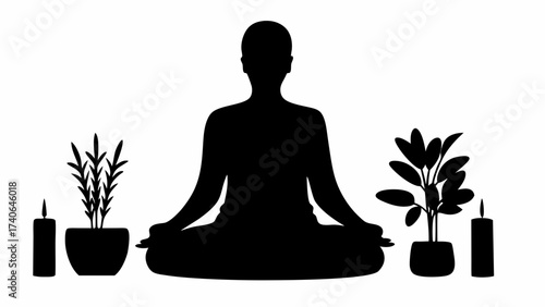 silhouette of a woman meditating