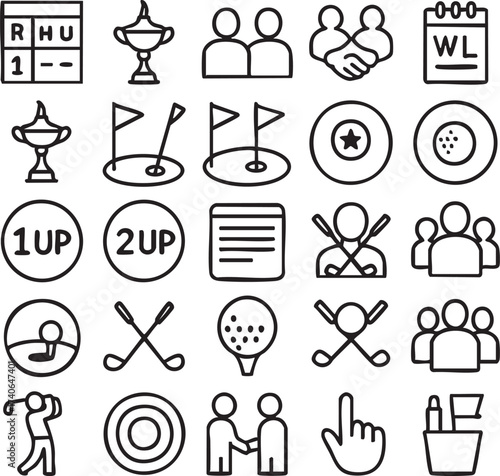 Golfing Icons Collection Diverse Symbols for Sport and Recreation.