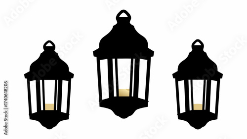 set of silhouettes of cage