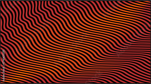 Shifting black and fiery orange lines bend gracefully, weaving a rhythmic illusion that evokes energy, warmth, depth, and hypnotic endless motion.