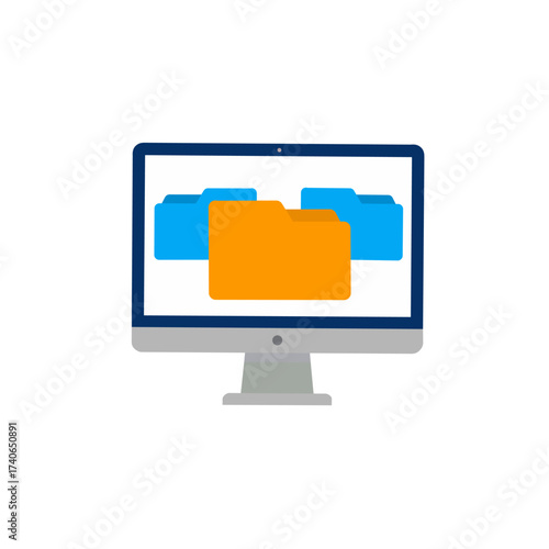 computer monitor displaying digital folders.