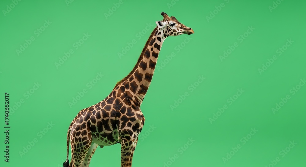 Obraz premium Giraffe on Green Screen for Educational Content Creation