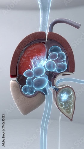 Human Kidney Cross Section Showing Filtration Process