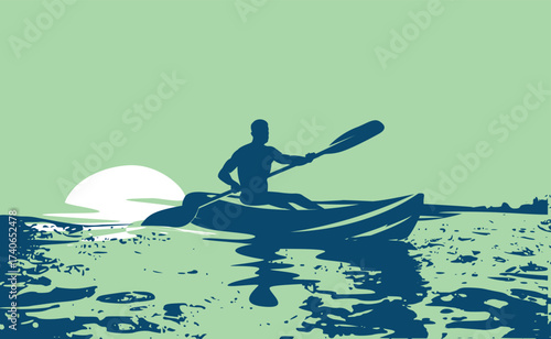 Premium Illustration of a canoeist in action best for your digital graphic and print	
