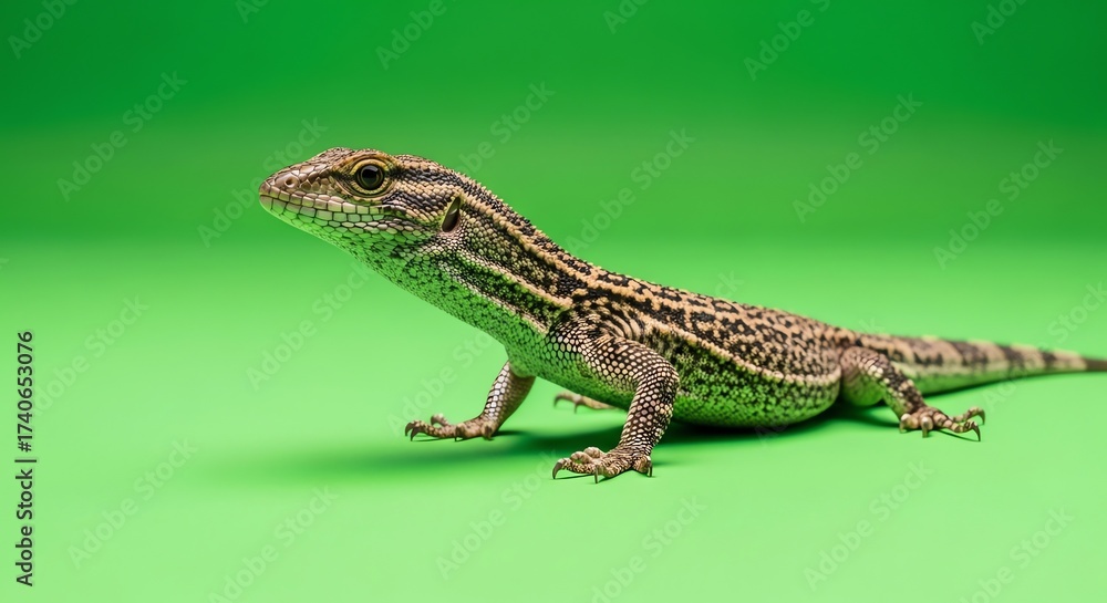 Naklejka premium Lizard on Green Screen for Digital Design Projects