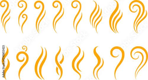 Collection of Swirling Yellow Smoke and Flame Graphics
