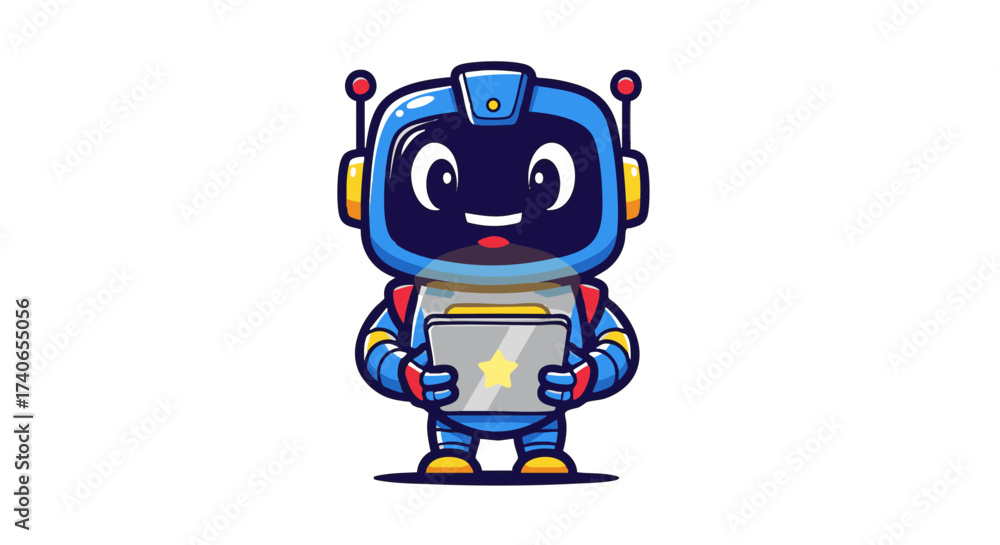Obraz premium cute personal assistant robot vector icon