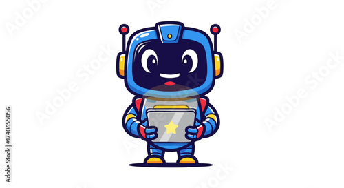 cute personal assistant robot vector icon