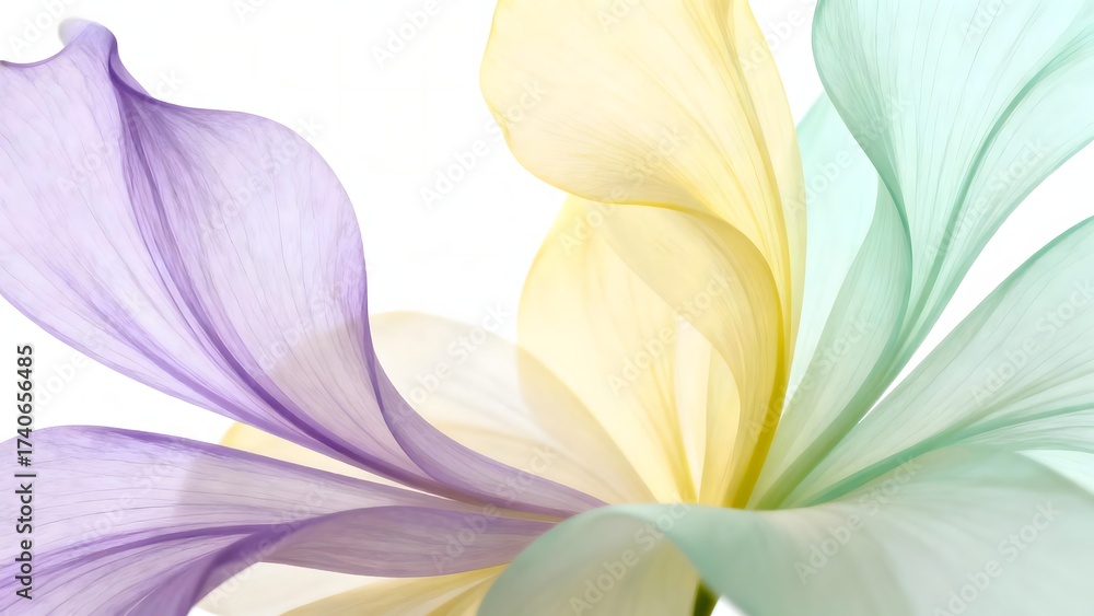 Fototapeta premium A light, soft floral design with flowing shapes in pastel colors, perfect for a gentle and serene environment.