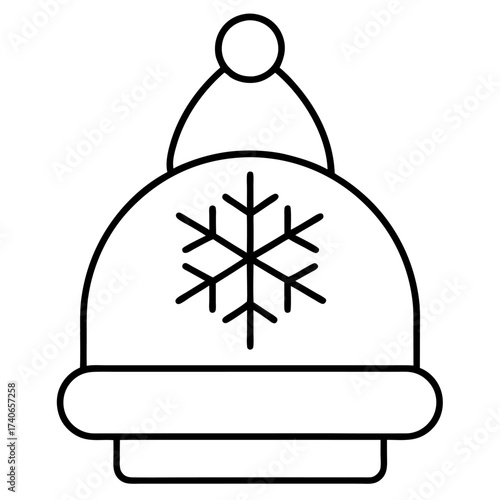 A vector of a winter wool hat design outline Illustration