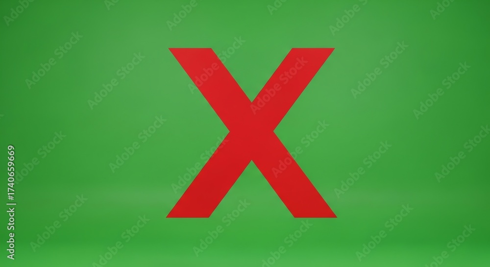 Obraz premium Red X on Green Screen for Digital Design Projects