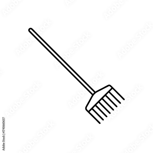 Illustration of a garden rake tool on transparent background