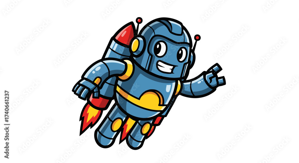 Obraz premium funny astrounut robot vector icon