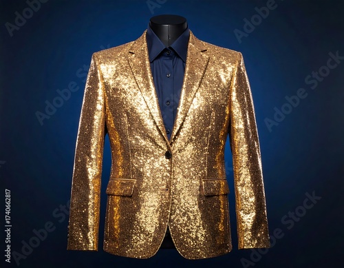 Gold glitter jacket on mannequin