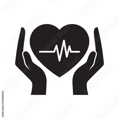 Vector illustration featuring heartbeat medical cardiology symbol. Perfect for healthcare related designs. Illustrates health cardiac care.