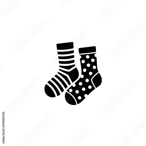 A popular and heartwarming black white icon representing the "Lots of Socks" campaign for World Down Syndrome Day. symbolizes diversity, individuality, acceptance, and the beauty of being different 