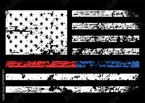 First Responders Shirt, First Responders Flag, Usa Police Firefighter Thin Red Line and Thin Blue Line T-Shirt.	