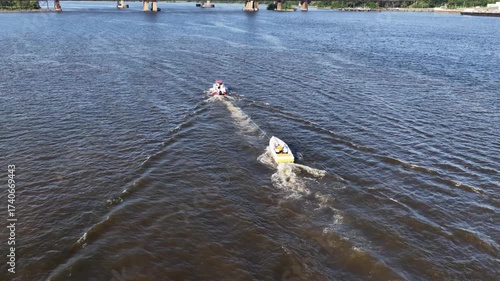A Tow Boat Towing a Disable Boat on the Delaware River