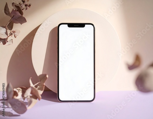 Smartphone mockup, pastel colors, natural elements