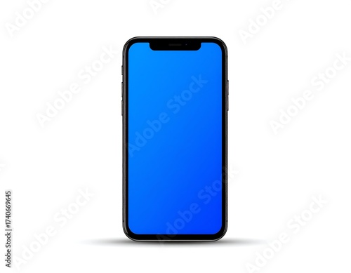 Smartphone mockup, vibrant blue screen
