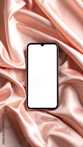 Smartphone on blush-toned satin