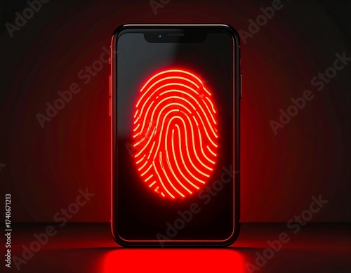 Smartphone with glowing red fingerprint (2)