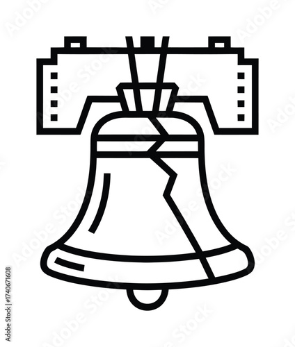 Cracked Liberty Bell Vector Silhouette