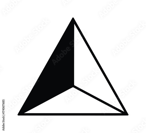 Geometric Triangle Pyramid Vector Abstract 3D Faceted Icon Monochrome