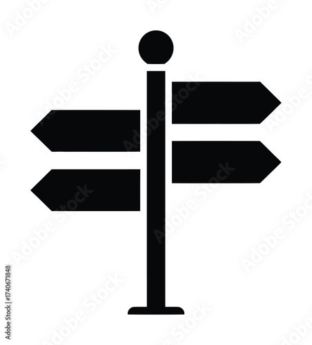 Direction signpost vector icon illustration road guide symbol