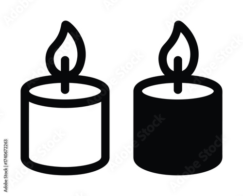 Candle Silhouette Icon, Light and Spiritual Symbol