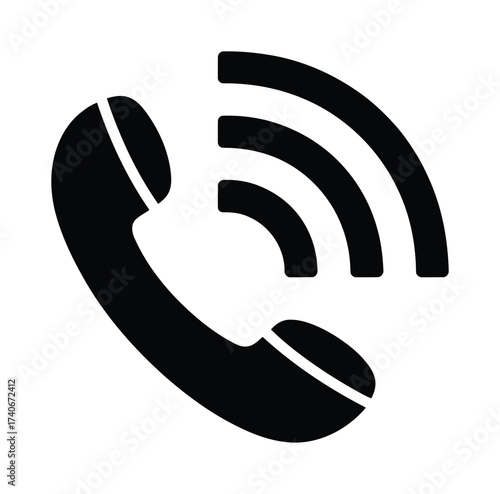 Phone Call Silhouette Icon, Communication and Contact Symbol