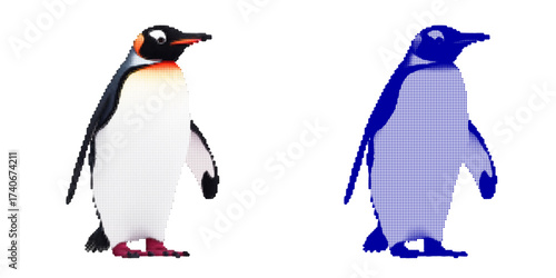 Colorful illustration of a penguin in vector art style, showcasing digital design techniques
