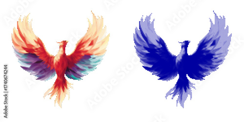 Colorful Phoenix Illustration in Vector Style Representing Rebirth and Resilience