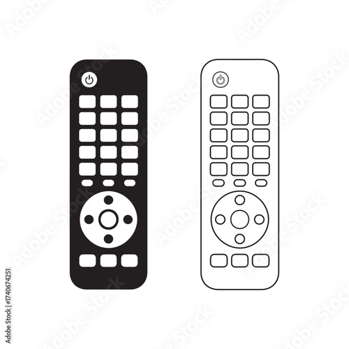 Modern universal remote control set, Solid and line Art vector