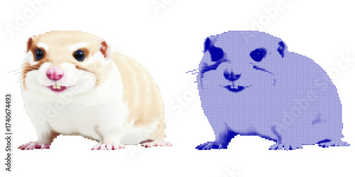 Vector illustration of two adorable guinea pigs showcasing playful expressions