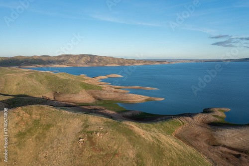 Aerial View of Pacheco Pass Highway and San Luis Reservoir in California