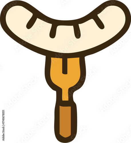 Sausage on a Fork Icon Simple Illustration.
