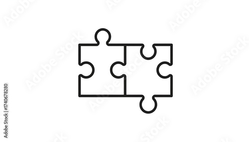 Simple black outline of two puzzle pieces joined