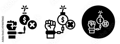 No Debt Icon Collection Glyph & Mixed Style