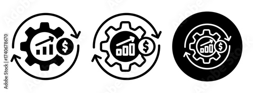 Financial Progress Icon Collection Glyph & Mixed Style