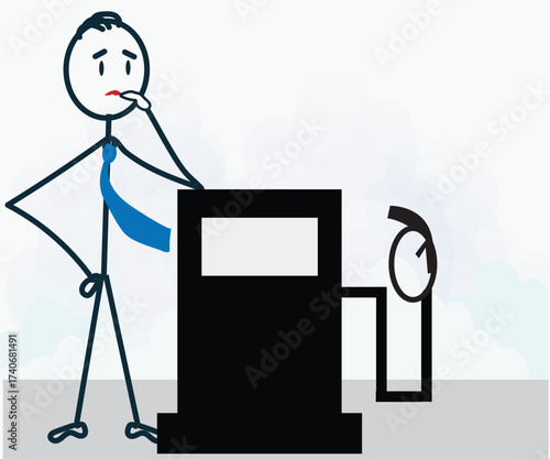 Petrol diesel rate increase, stickman confusing lineart