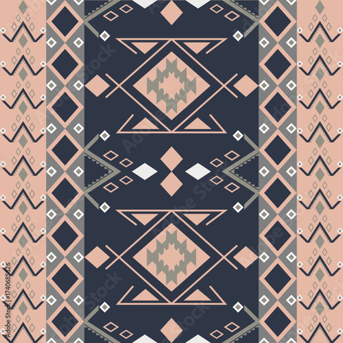 Abstract geometric seamless pattern featuring clean lines and bold symmetry. Ideal for textile prints, home decor, stationery, and fashion design. Perfect for modern branding or minimalist backgrounds