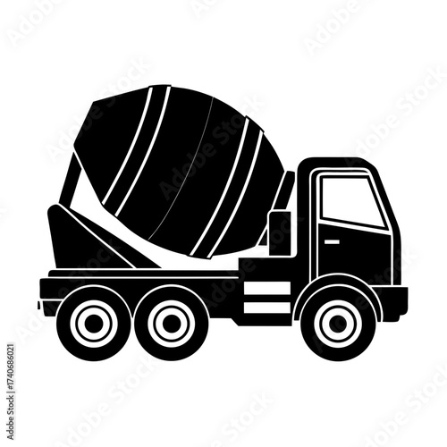 Cement Mixer Truck Icon | Concrete Transport Vehicle Illustration