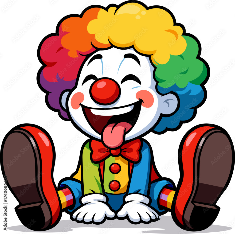 Fototapeta premium Sitting clown cartoon style