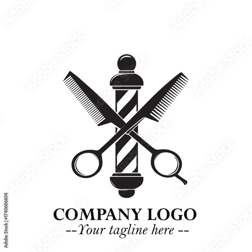 Black and White Barbershop Logo in Classic Vintage Vector Design for Modern Grooming and Style